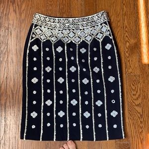 Tory Burch Navy Beaded Skirt
